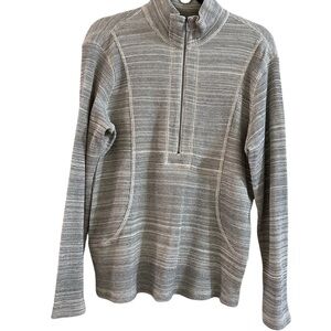 Tommy Bahama Gray Stripe Half Zip Pullover Top